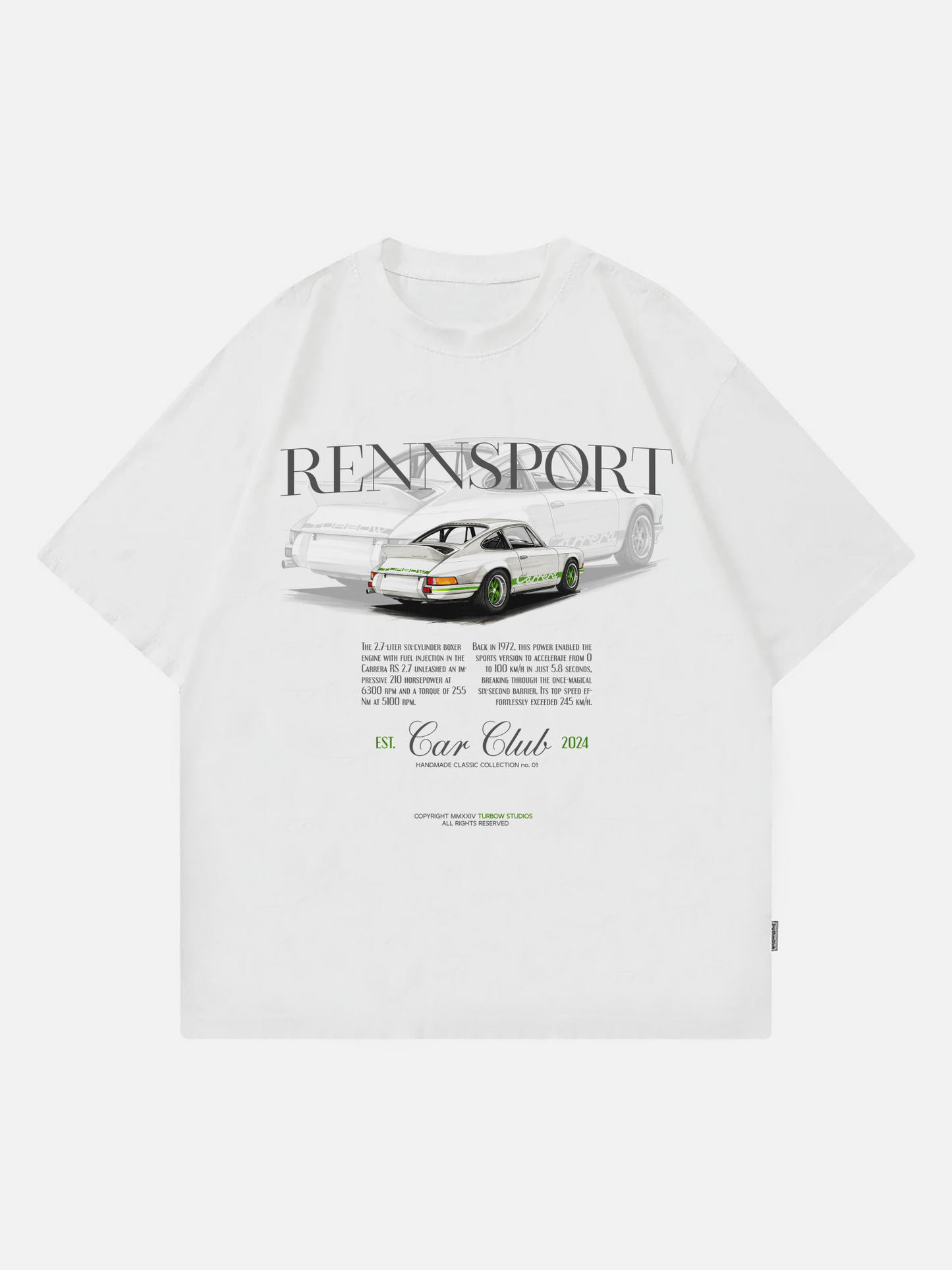 1972 Porsche 911 Carrera RS 2.7 Handmade - Oversized Shirt - Turbow