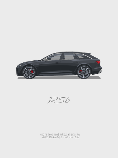 RS6 - Noir gelé | Affiches classiques