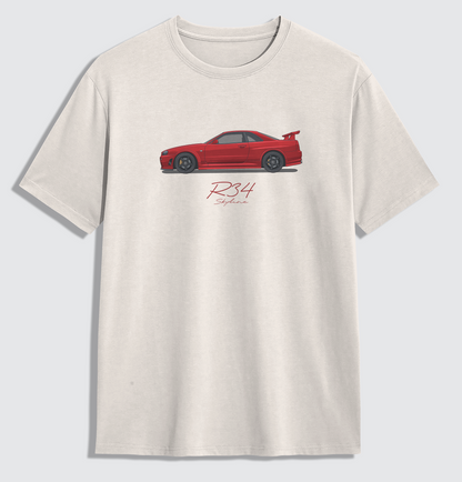 R34 Skyline - Chemise surdimensionnée rouge actif