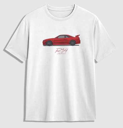 R34 Skyline - Chemise surdimensionnée rouge actif