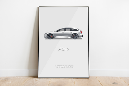 RS6 - Blanc Glacier | Affiches classiques